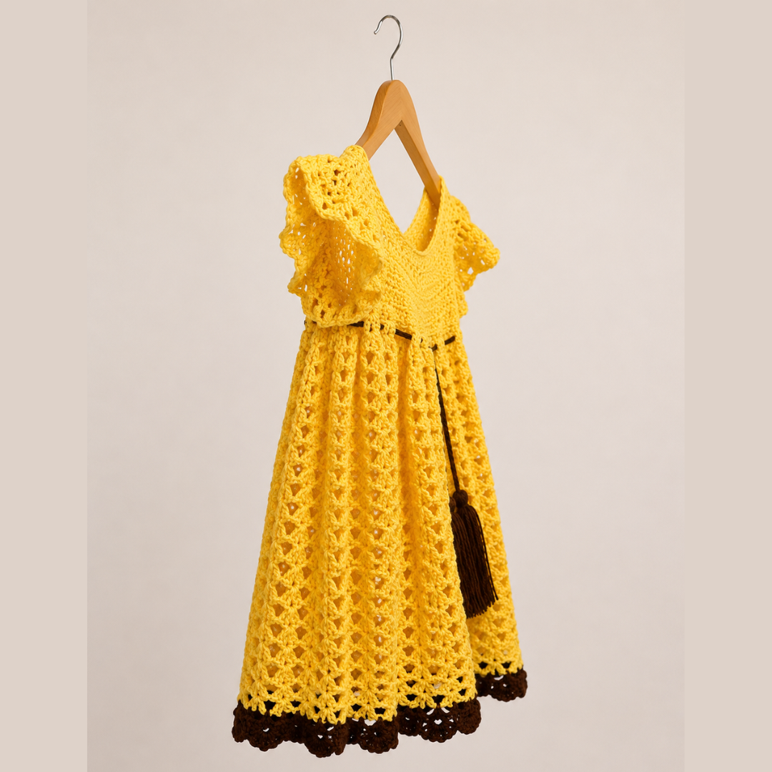 CROCHETED YELLOW DRESS FOR KIDS