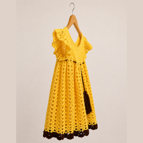 CROCHETED YELLOW DRESS FOR KIDS
