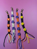 Hand-braided Floral Macramé Bag Charm (Orange & Purple)