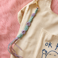 Hand-braided Floral Macramé Bag Charm (Muted green & Puple)