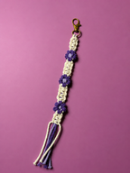 Hand-braided Floral Macramé Bag Charm (White & Purple)