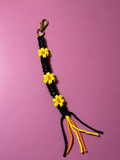 Hand-braided Floral Macramé Bag Charm (Black & Yellow)